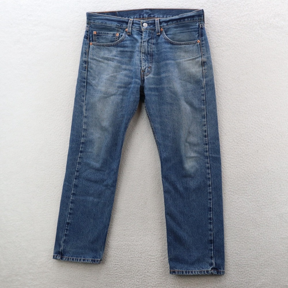 Levis 505 Jeans Men's 34x29 Blue Regular Straight Med Wash American Denim Grunge